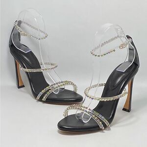 Alexandre Birman Dolores 100 Black & Sparkling Straps Sandal size 38